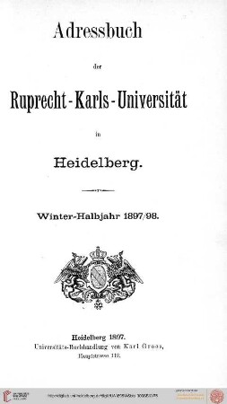 Wintersemester 1897/1898