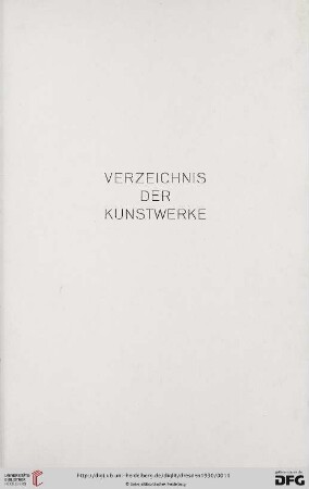 Verzeichnis der Kunstwerke