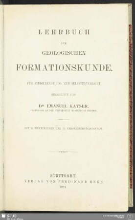 Lehrbuch der geologischen Formationskunde : für Studierende und zum Selbstunterricht
