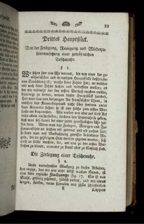 Drittes Hauptstück. Von der Zerlegung, Reinigung und Wiederzusammensetzung einer gewöhnlichen Taschenuhr