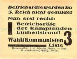 Klebezettel der KPD zur Reichstagswahl 1933
