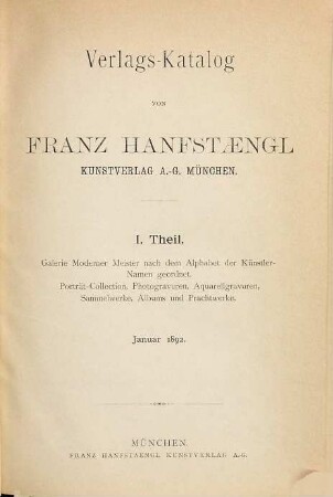 Verlags-Katalog von Franz Hanfstaengl, 1