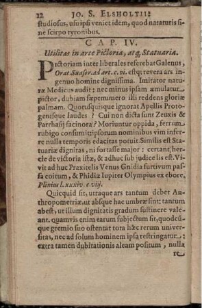 Cap. IV. Utilitas in arte Pictoria, atq[ue] Statuaria