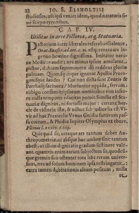 Cap. IV. Utilitas in arte Pictoria, atq[ue] Statuaria