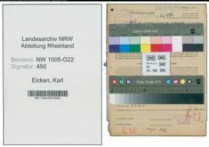 Entnazifizierung Karl Von Eicken , geb. 20.12.1900 (Milchhaendler)
