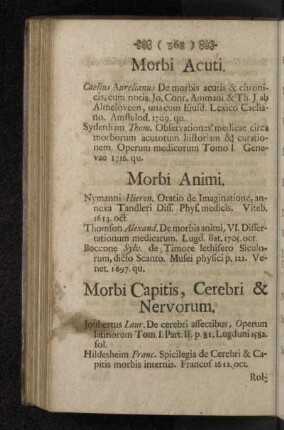Morbi Capitis, Cerebri & Nervorum.