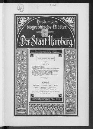 Bd. 7, Lfg. 8: Historisch-biographische Blätter, Band 7, Lieferung 8 : der Staat Hamburg