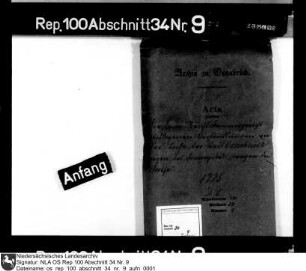Verhandlungen beim Reichskammergericht in der Sache der Stadt Osnabrück gegen das Domkapitel wegen der Akzise