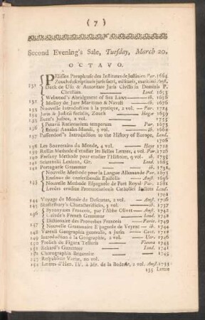 Second Evening's Sale, Tuesday, March 20.