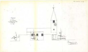 Gsaenger, Gustav; Blaichach / Allgäu (Bayern); Ev. Kirche - Vorprojekt, Südseite (Ansicht)