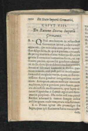 Caput VIII. De Ratione Status Imperii Germanici. § 1 - 10.