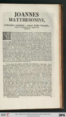 Joannes Matthesonivs