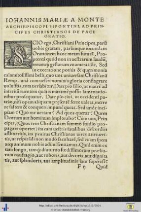 Ad principes christianos de pace oratio.