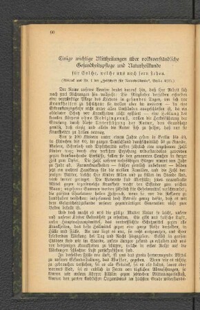 Einige wichtige Mittheilungen über volksverständliche Gesundheitspflege und Naturheilkunde