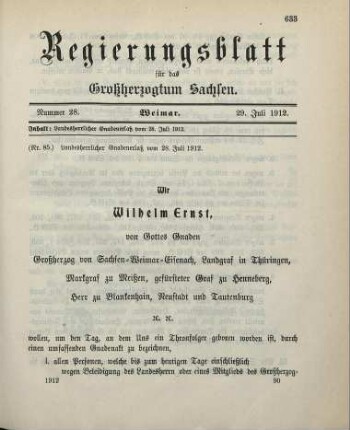 Nr. 85: Landesherrlicher Gnadenerlaß (Amnestie)