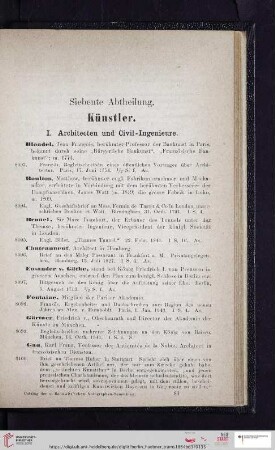I. Architekten und Civil-Ingenieure (Nr. 8093 - 8124)