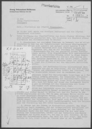 Frankenbach: Visitationsbericht mit Pfarrbericht 1961