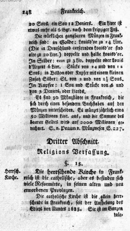 Dritter Abschnitt. Religions Verfassung