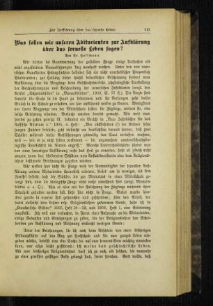 Was sollen wir unseren Abiturienten zur Aufklärung über das sexuelle Leben sagen?