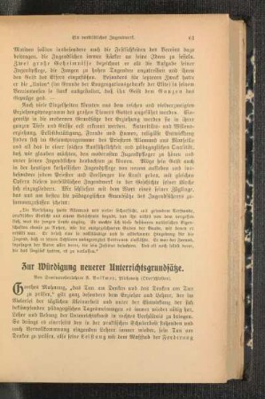 Zur Würdigung neuerer Unterrichtsgrundsätze
