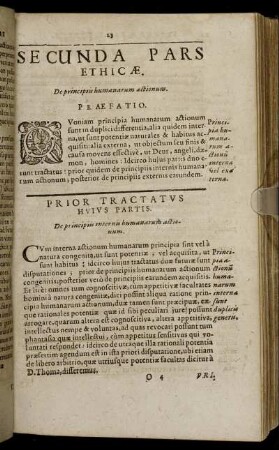 Secunda Pars Ethicæ. De principiis humanarum actionum.