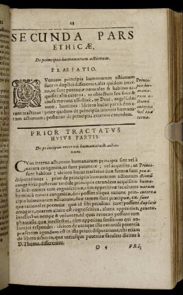 Secunda Pars Ethicæ. De principiis humanarum actionum.