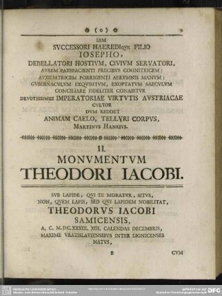 II. Monumentum Theodori Iacobi