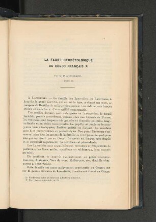 La faune herpetologique du Congo francais