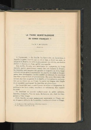 La faune herpetologique du Congo francais