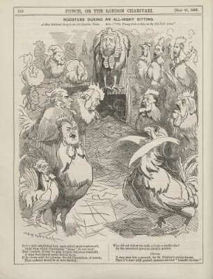 Roosters during an all-night sitting