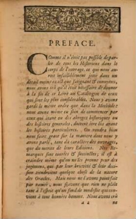 Catalogue Des Principaux Historiens : Avec Des Remarques Critiques Sur la bonté de leurs Ouvrages & sur le choix des meilleures Editions