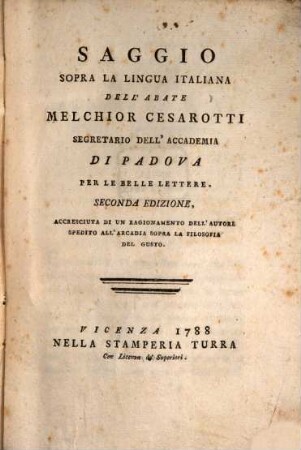 Saggio sopra la Lingua Italiana