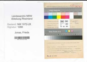 Entnazifizierung Frieda Jonas , geb. 21.12.1903 (Lehrerin)