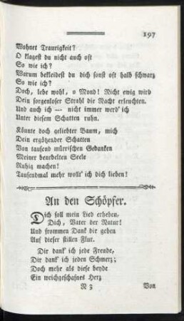 An den Schöpfer.