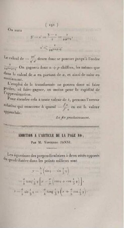 Addition a l'article de la page 80.