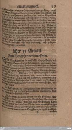 Der 13. Artickel. Den Bergschreiber betreffende.
