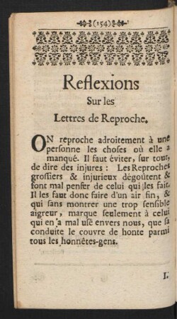 Reflexions Sur les Lettres de Reproche.
