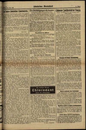Zweite Ausgabe vom Montag, den 22. Mai 1939.