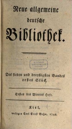 Neue allgemeine deutsche Bibliothek. 37. 1798