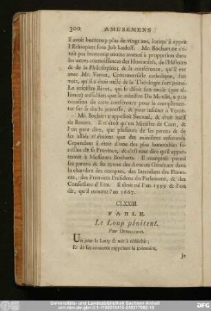 CLXXIII. Fable. Le Loup pénitent. Par Desbillons.