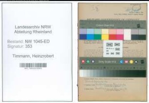 Entnazifizierung Heinzrobert Timmann , geb. 22.05.1922 ()