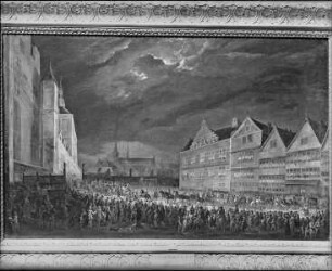Einzug und Empfang einer Fürstin in Brüssel — Empfang einer Fürstin am Brüsseler Statthalterpalais bei Nacht
