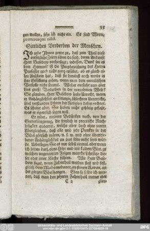 Sittliches Verderben der Menschen.