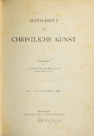 Zeitschrift für christliche Kunst. 7, 7. 1894