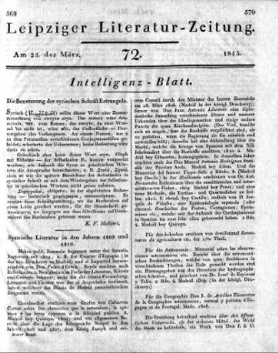 1815-03-25 : 72. Stück [Intelligenz-Blatt.]