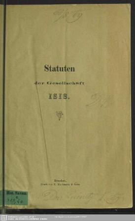Statuten der Gesellschaft Isis