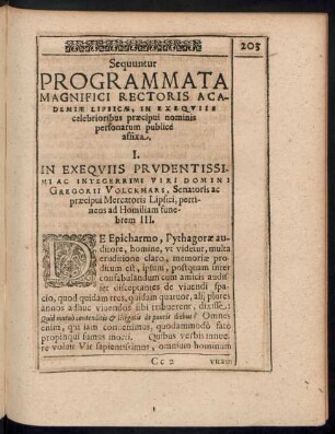 Sequuntur Programmata Magnifici Rectoris Academiae Lipsicae ...
