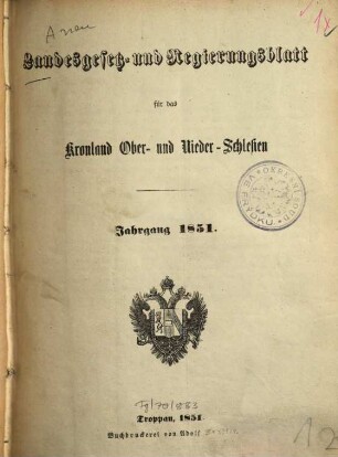 Landesgesetz- und Regierungsblatt für das Herzogthum Ober- und Niederschlesien, 1851