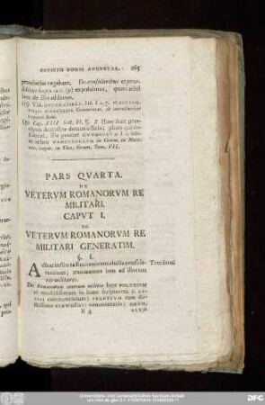 Caput I. De Veterum Romanorum Re Militari Generatim.
