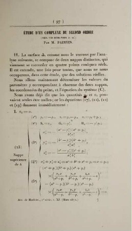 Étude d'un complexe du second ordre.